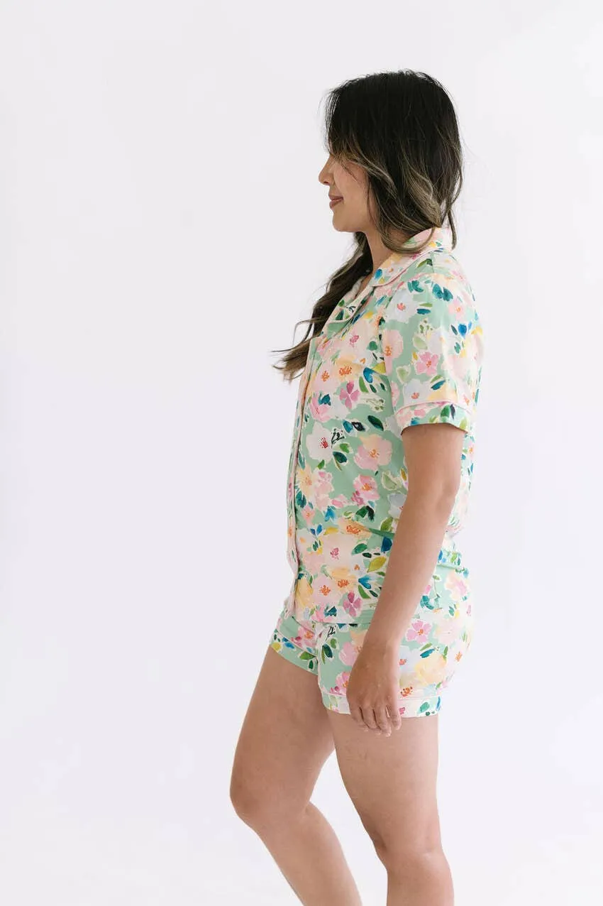 2 Piece Mama Pajama Short Set in Watercolor Floral