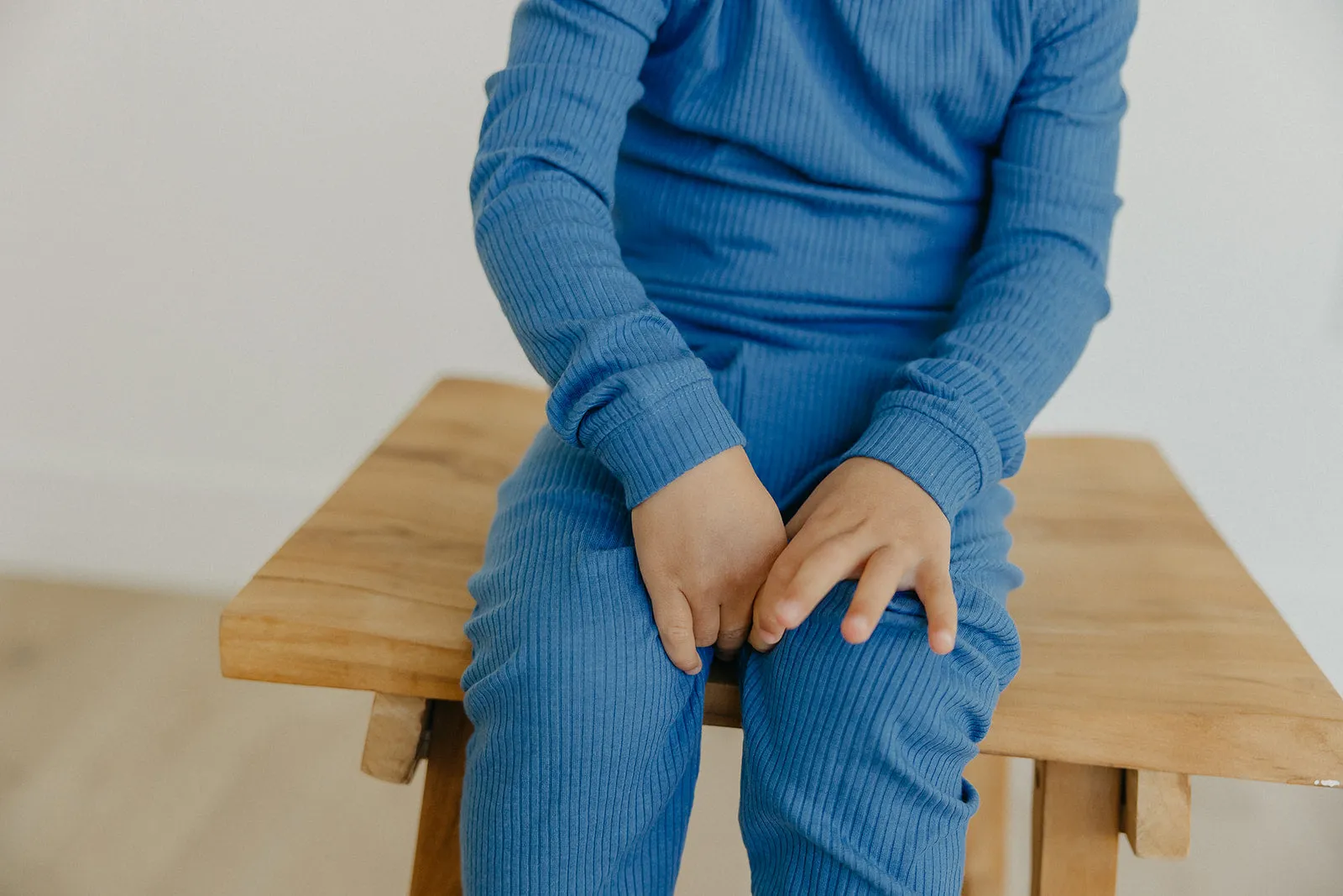 2pc Rib Knit Long Sleeve Pajama Set - Indigo