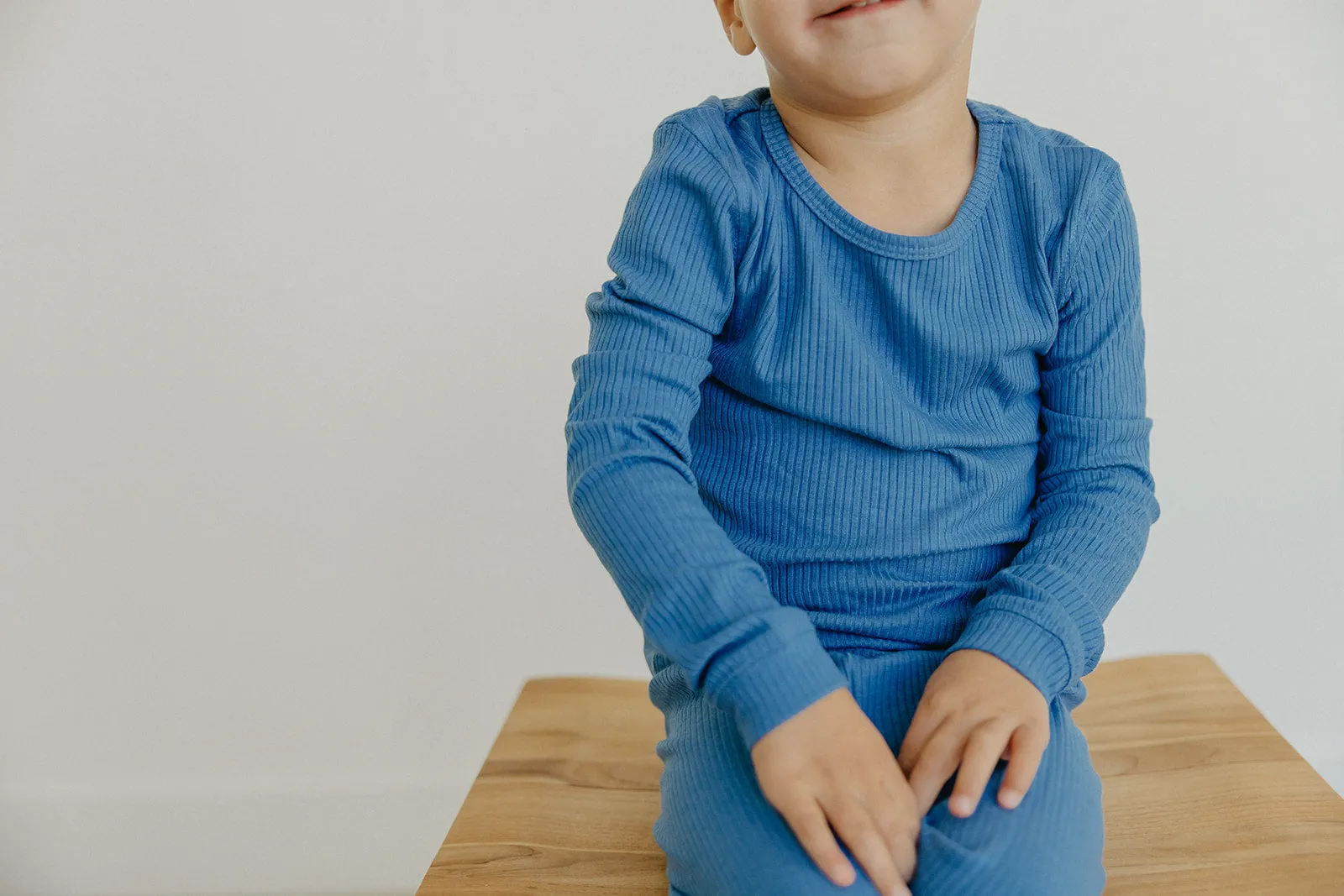 2pc Rib Knit Long Sleeve Pajama Set - Indigo