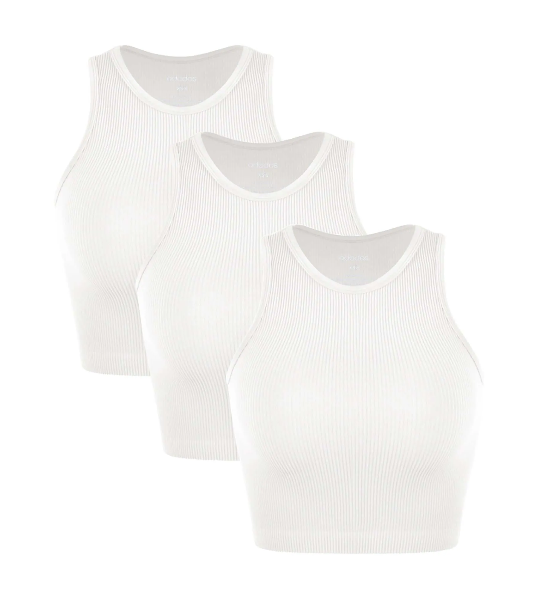 3-Pack Seamless Ribbed High Neck Cropped Tank Tops