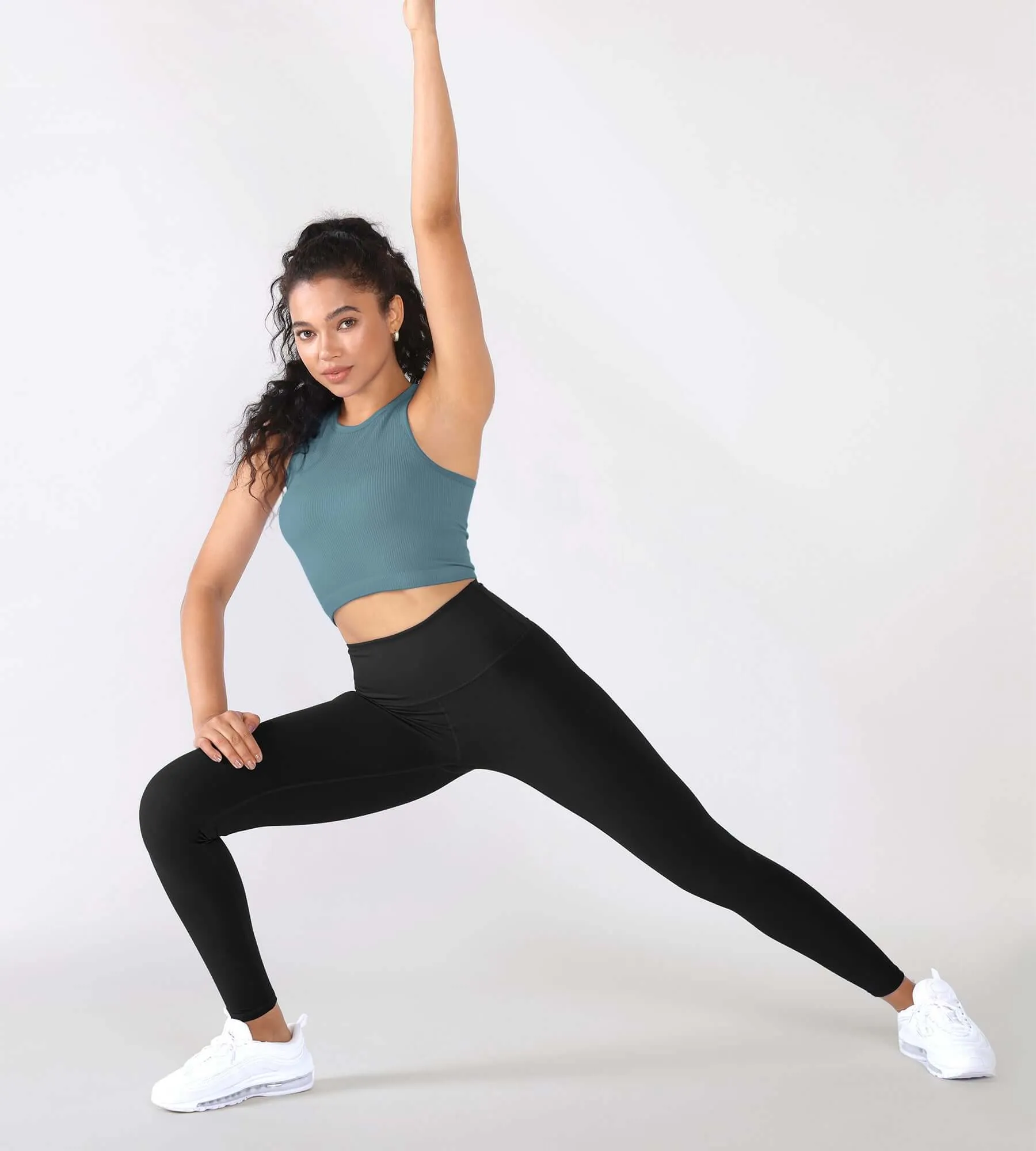 3-Pack Seamless Ribbed High Neck Cropped Tank Tops