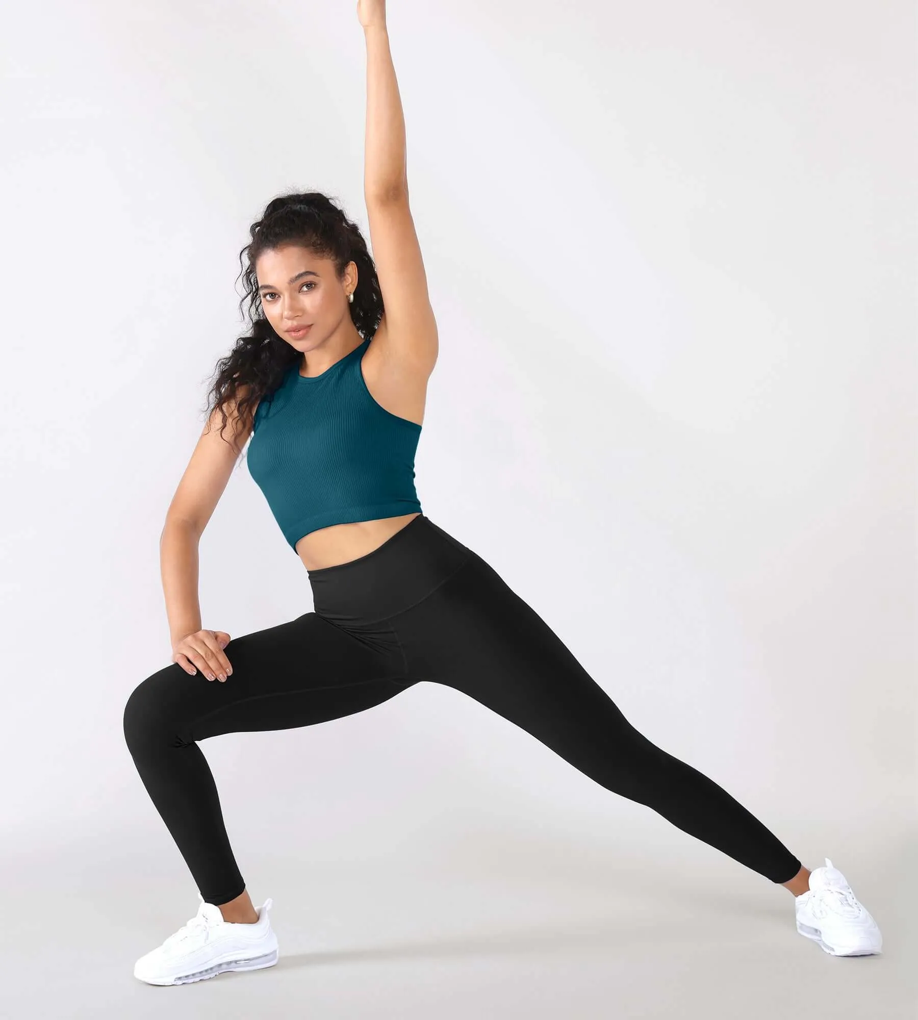 3-Pack Seamless Ribbed High Neck Cropped Tank Tops