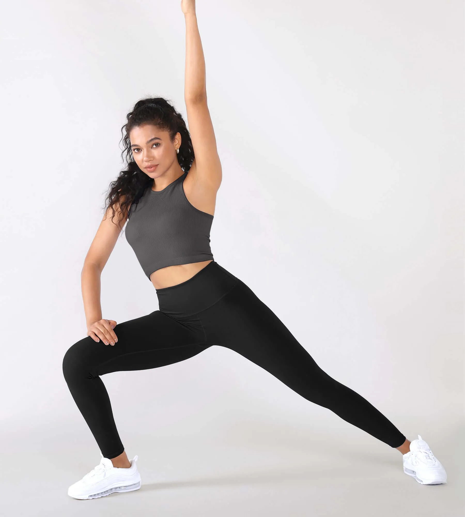 3-Pack Seamless Ribbed High Neck Cropped Tank Tops