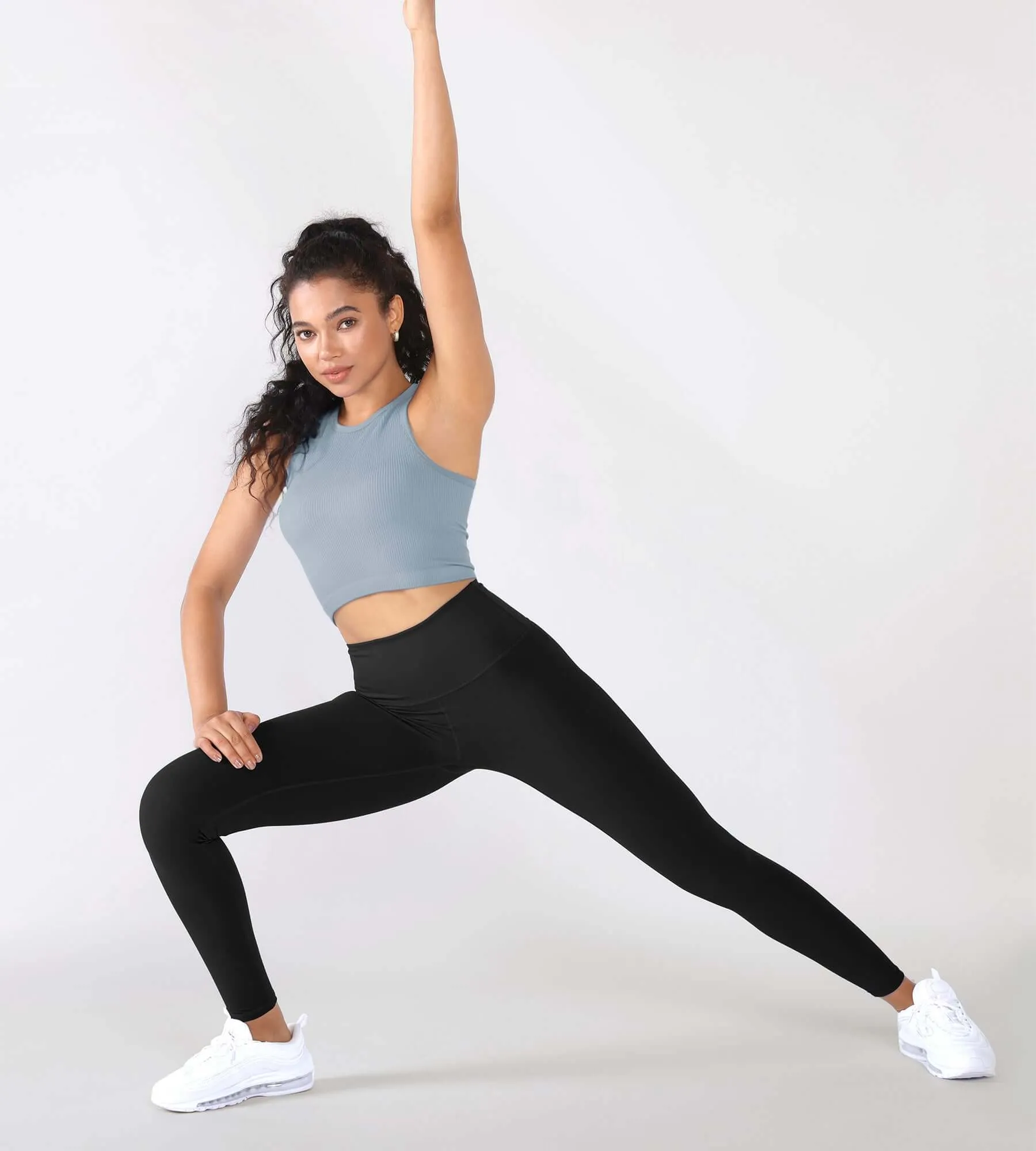 3-Pack Seamless Ribbed High Neck Cropped Tank Tops