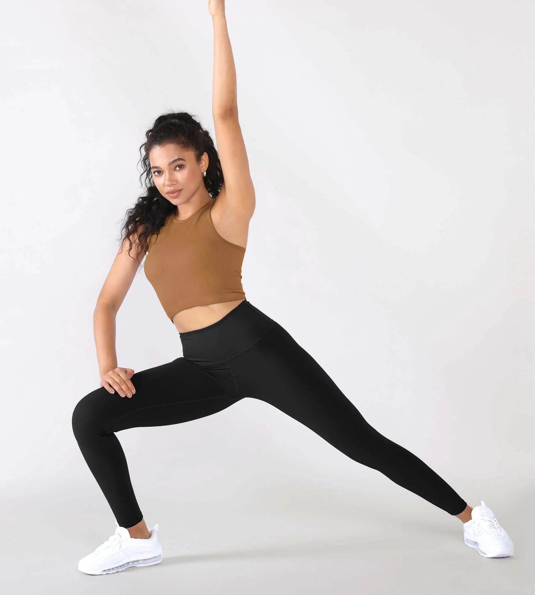 3-Pack Seamless Ribbed High Neck Cropped Tank Tops