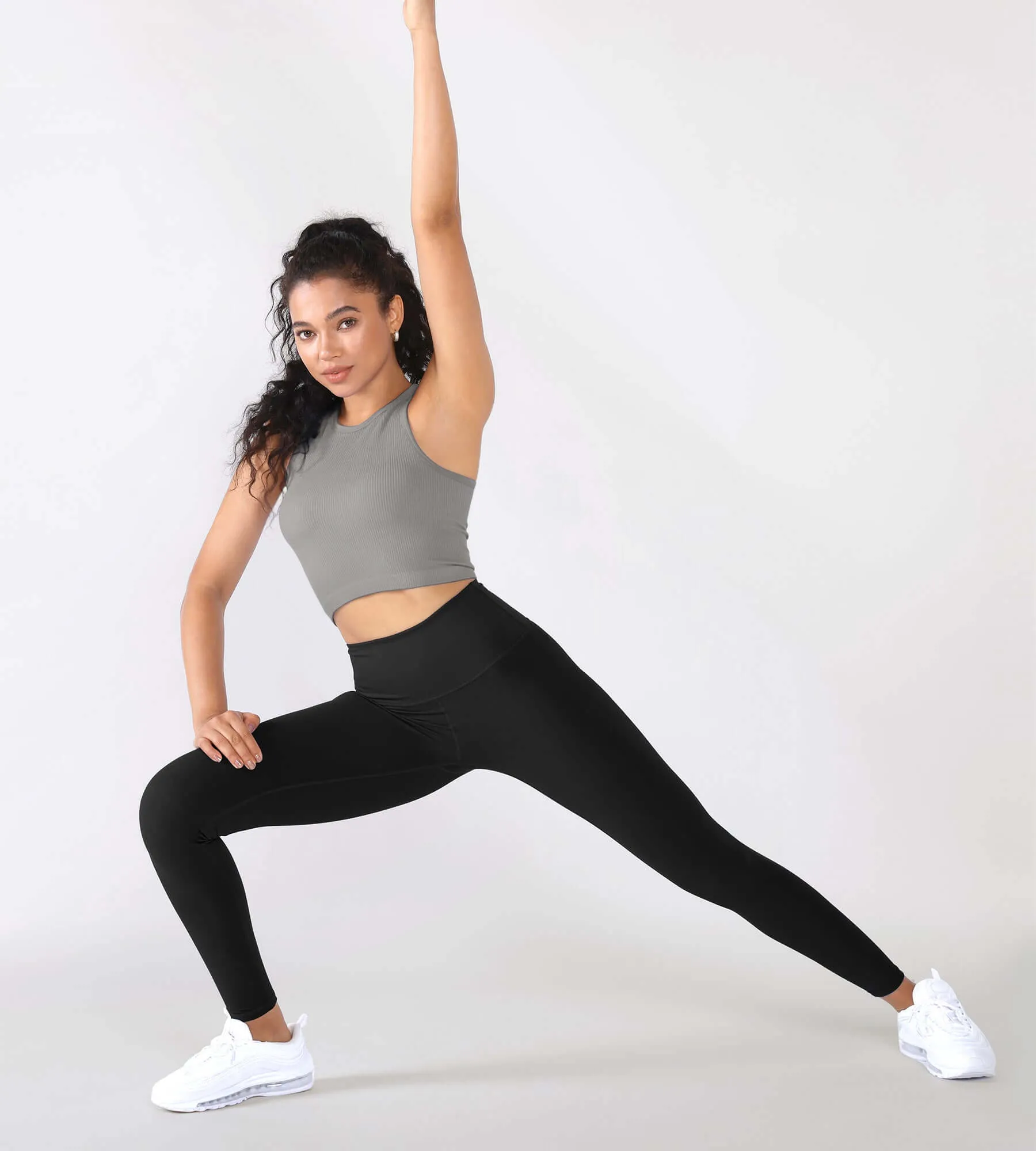 3-Pack Seamless Ribbed High Neck Cropped Tank Tops