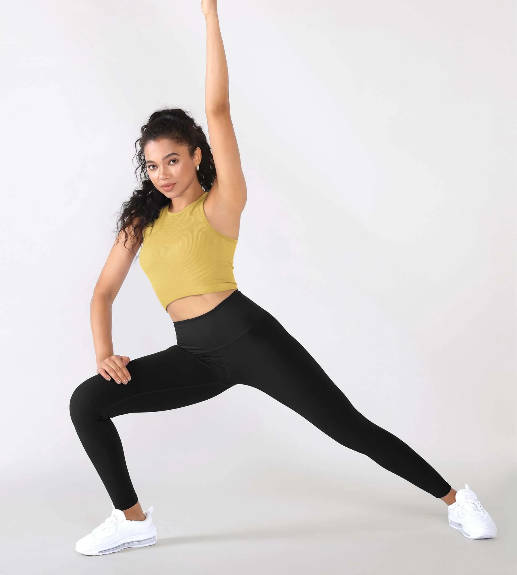 3-Pack Seamless Ribbed High Neck Cropped Tank Tops