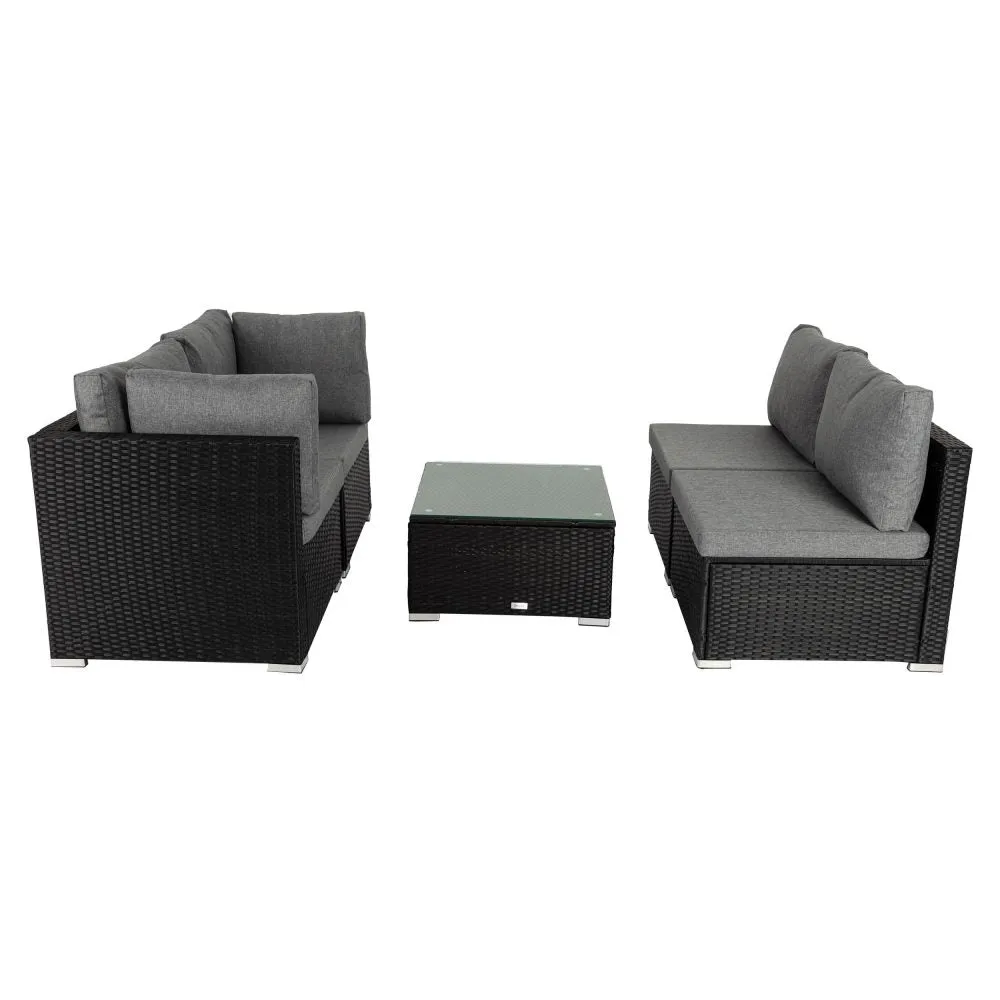 5pc Usas Outdoor Black Modular Lounge Sofa Furniture Set