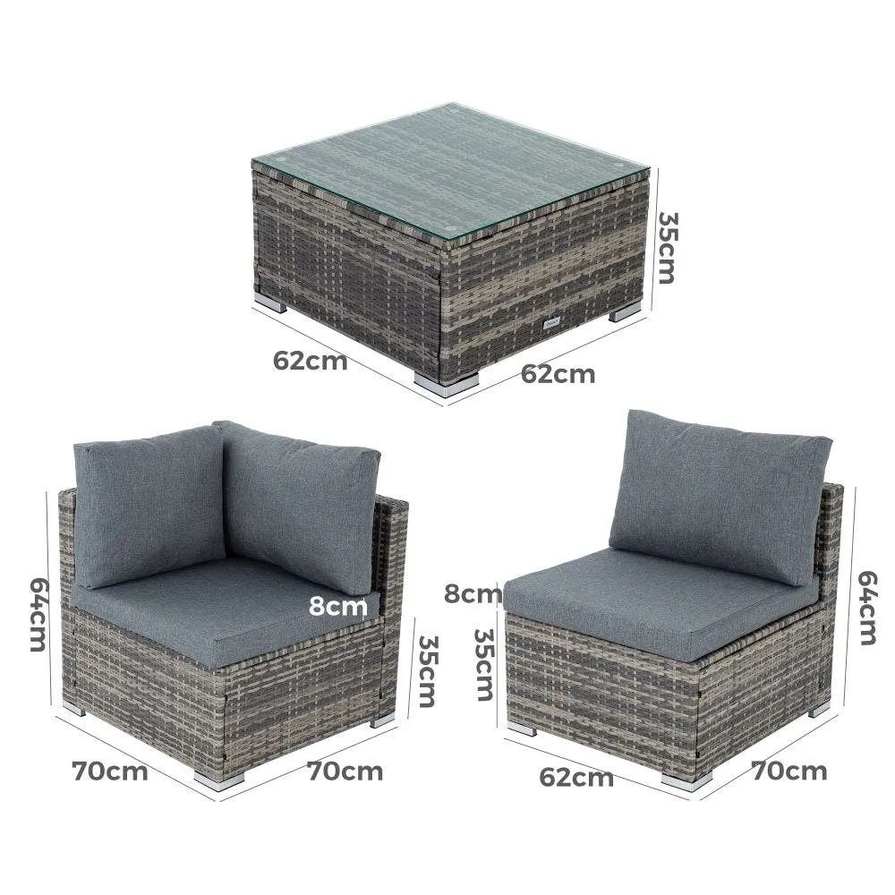 5pc Usas Outdoor Black Modular Lounge Sofa Furniture Set