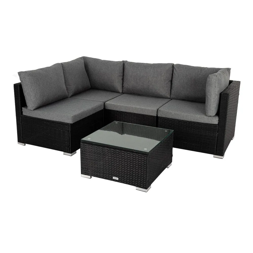 5pc Usas Outdoor Black Modular Lounge Sofa Furniture Set