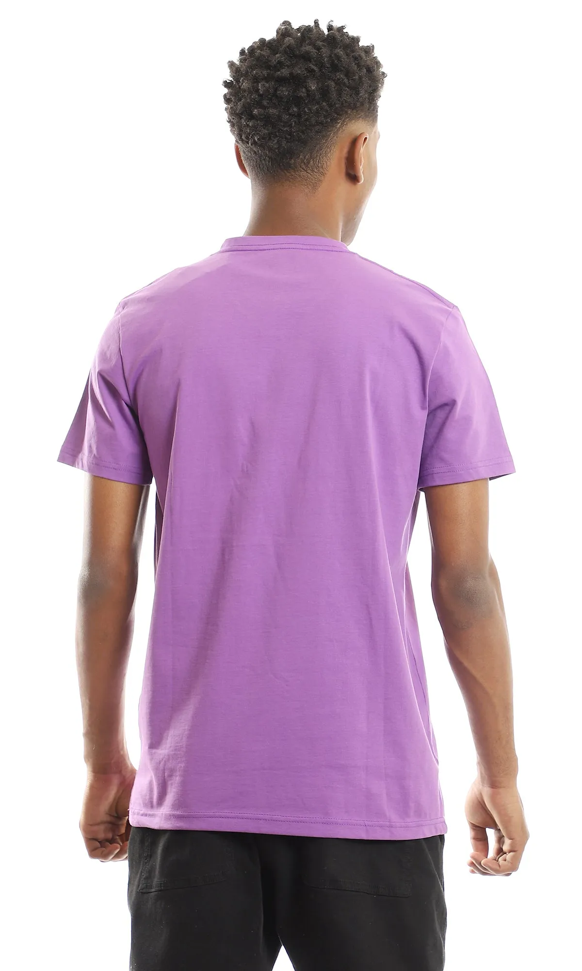 97676 Basic V-Neck Solid Mauve Slip On Tee