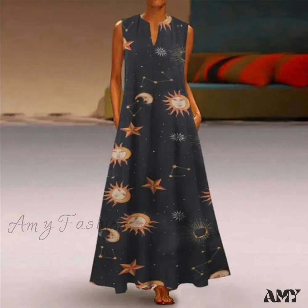 Amy Fashion - Floral Printed Maxi Long Dress