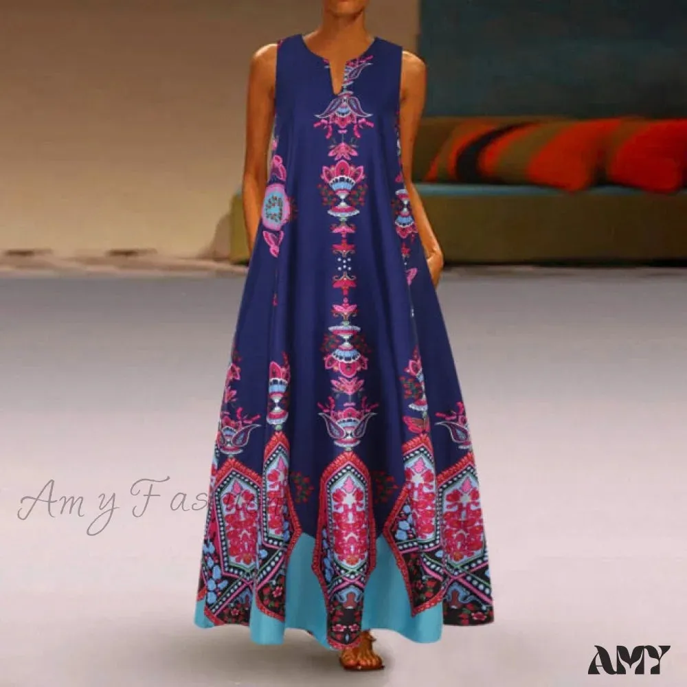 Amy Fashion - Floral Printed Maxi Long Dress