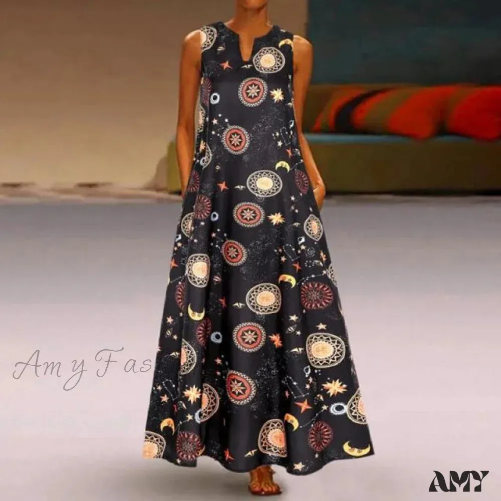 Amy Fashion - Floral Printed Maxi Long Dress