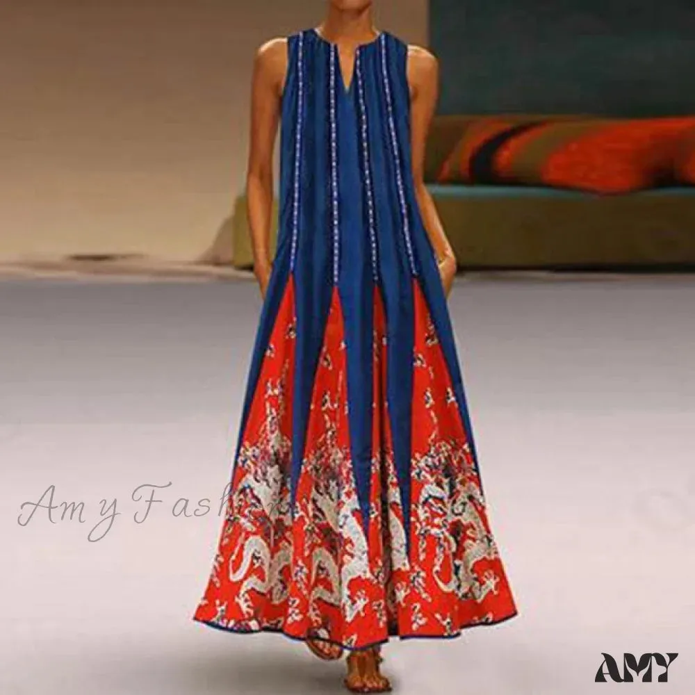 Amy Fashion - Floral Printed Maxi Long Dress