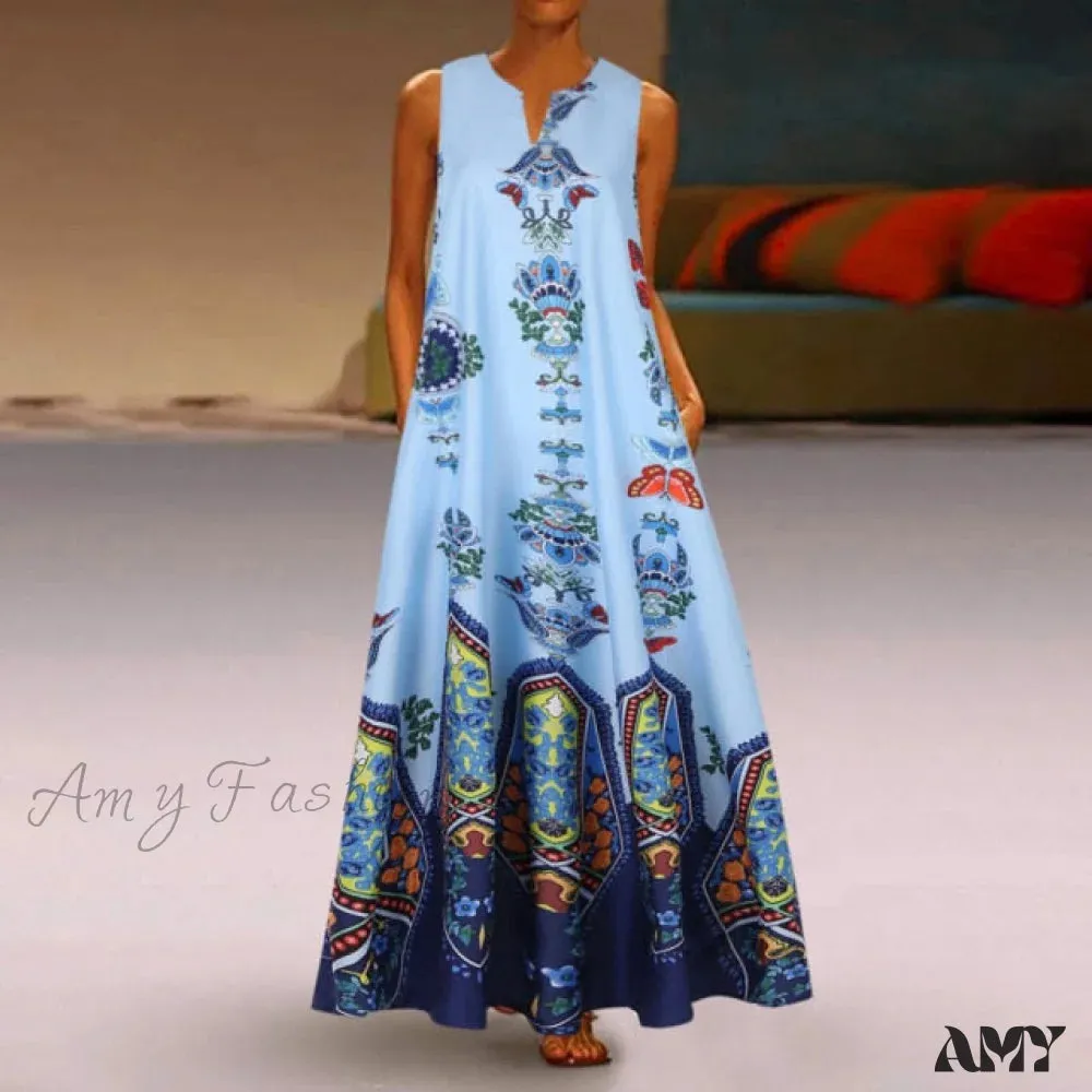 Amy Fashion - Floral Printed Maxi Long Dress