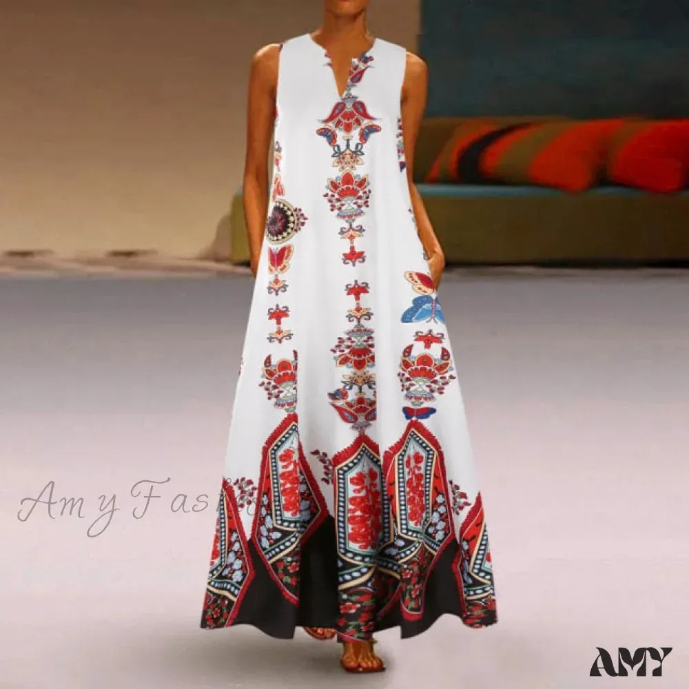 Amy Fashion - Floral Printed Maxi Long Dress