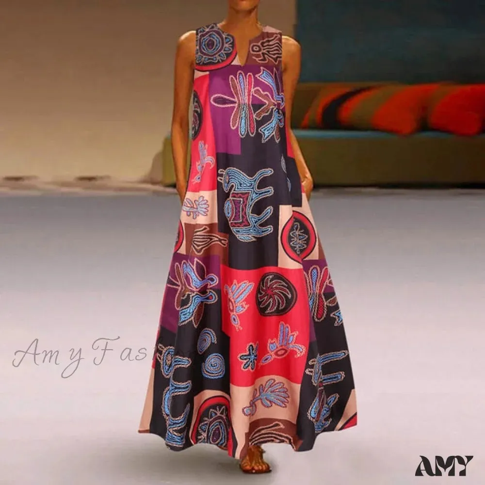 Amy Fashion - Floral Printed Maxi Long Dress