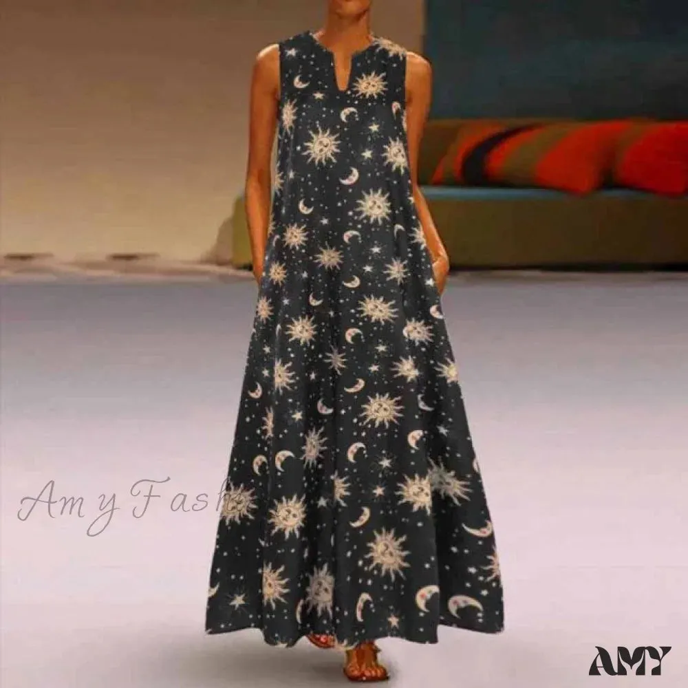Amy Fashion - Floral Printed Maxi Long Dress