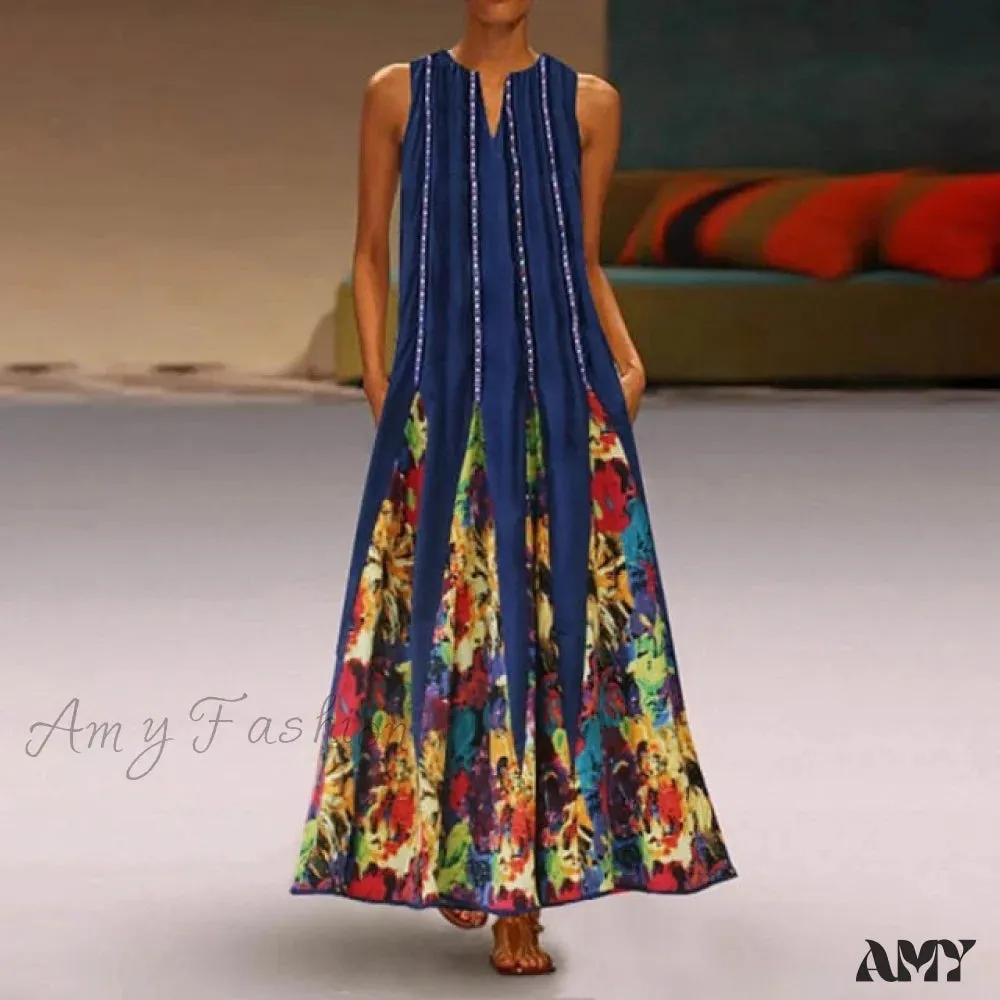 Amy Fashion - Floral Printed Maxi Long Dress