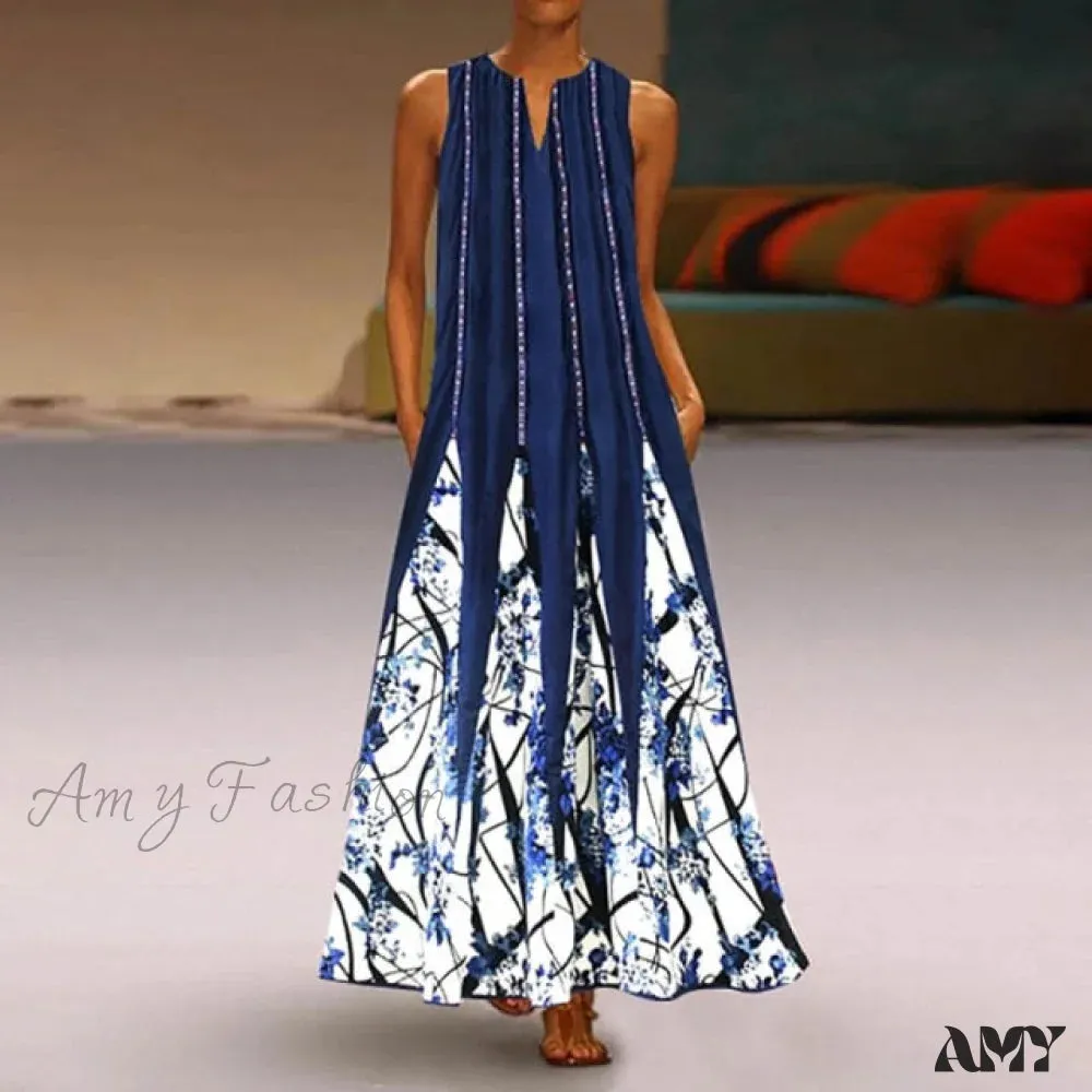 Amy Fashion - Floral Printed Maxi Long Dress