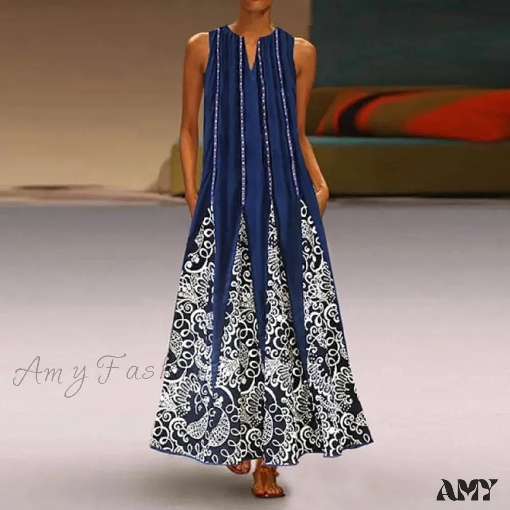 Amy Fashion - Floral Printed Maxi Long Dress