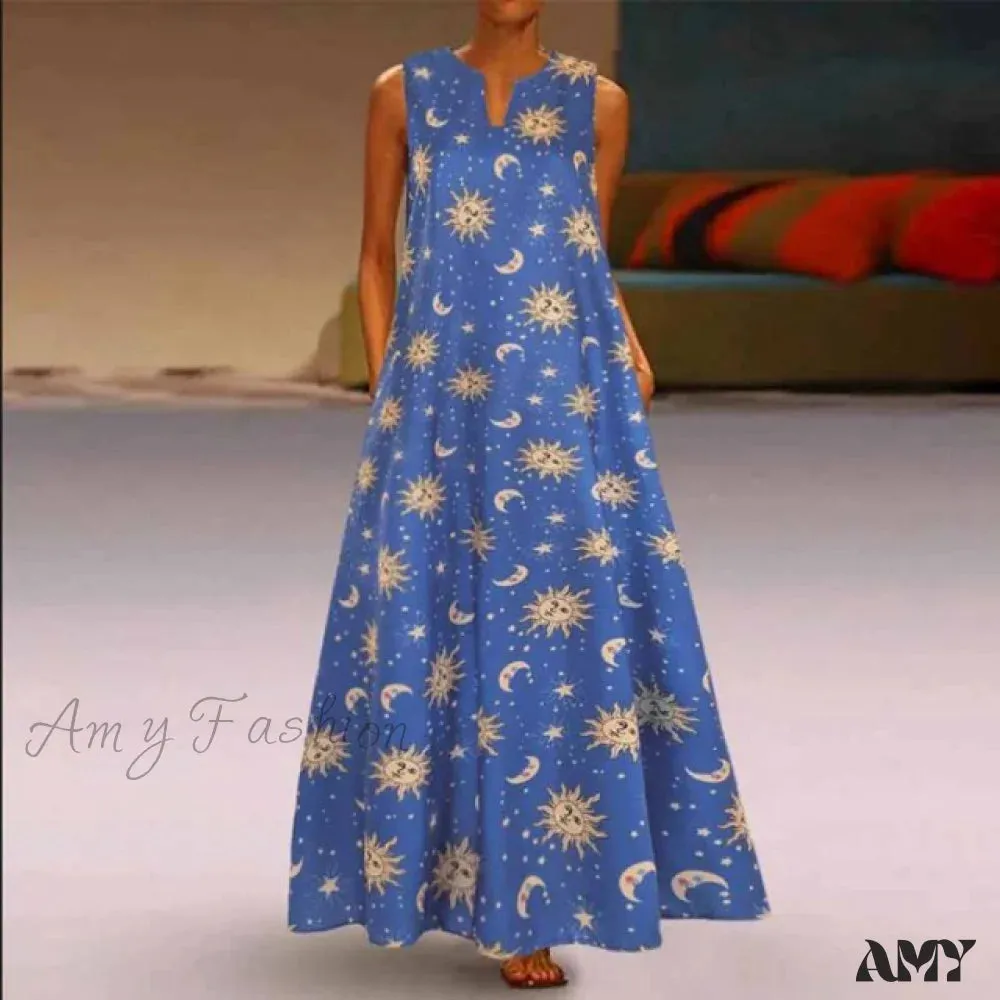 Amy Fashion - Floral Printed Maxi Long Dress