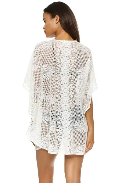 Angel White Crochet Lace Knit Honeycomb Beachwear
