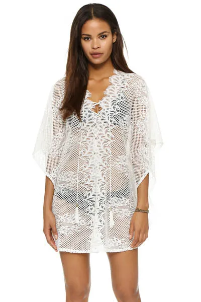 Angel White Crochet Lace Knit Honeycomb Beachwear