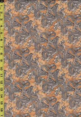 Asian - Kimonos, Koi & Dragons - Dragons Diagonally - 120-4331 - Gold - ON SALE - SAVE 20% - By the Yard