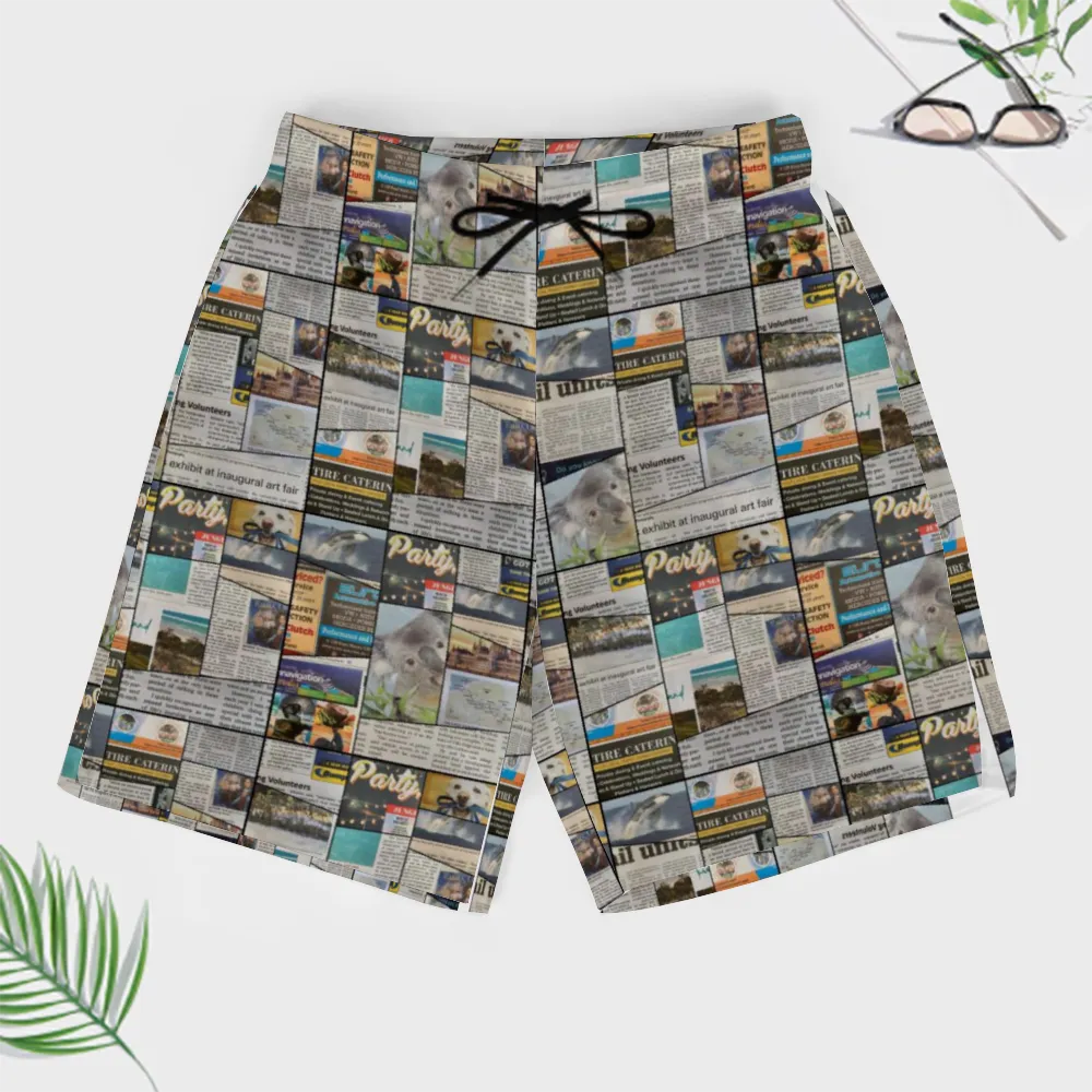 Australian Newspaper Colour Mens Double Layer Shorts with 4 Pockets up to 3 XL (FWS)