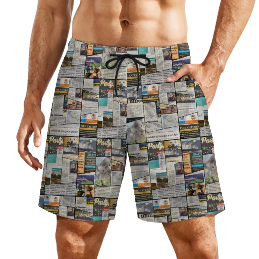 Australian Newspaper Colour Mens Double Layer Shorts with 4 Pockets up to 3 XL (FWS)
