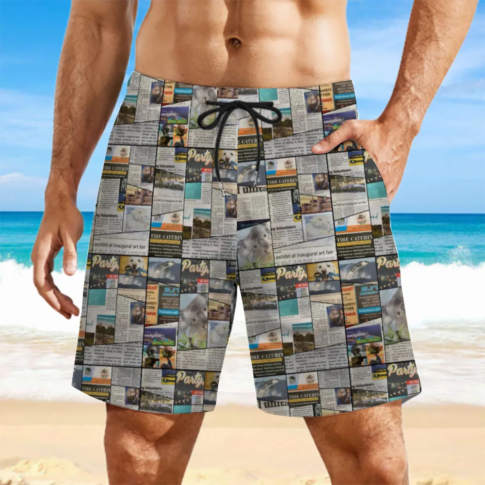 Australian Newspaper Colour Mens Double Layer Shorts with 4 Pockets up to 3 XL (FWS)