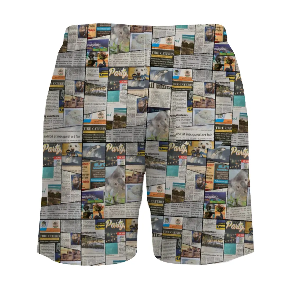 Australian Newspaper Colour Mens Double Layer Shorts with 4 Pockets up to 3 XL (FWS)