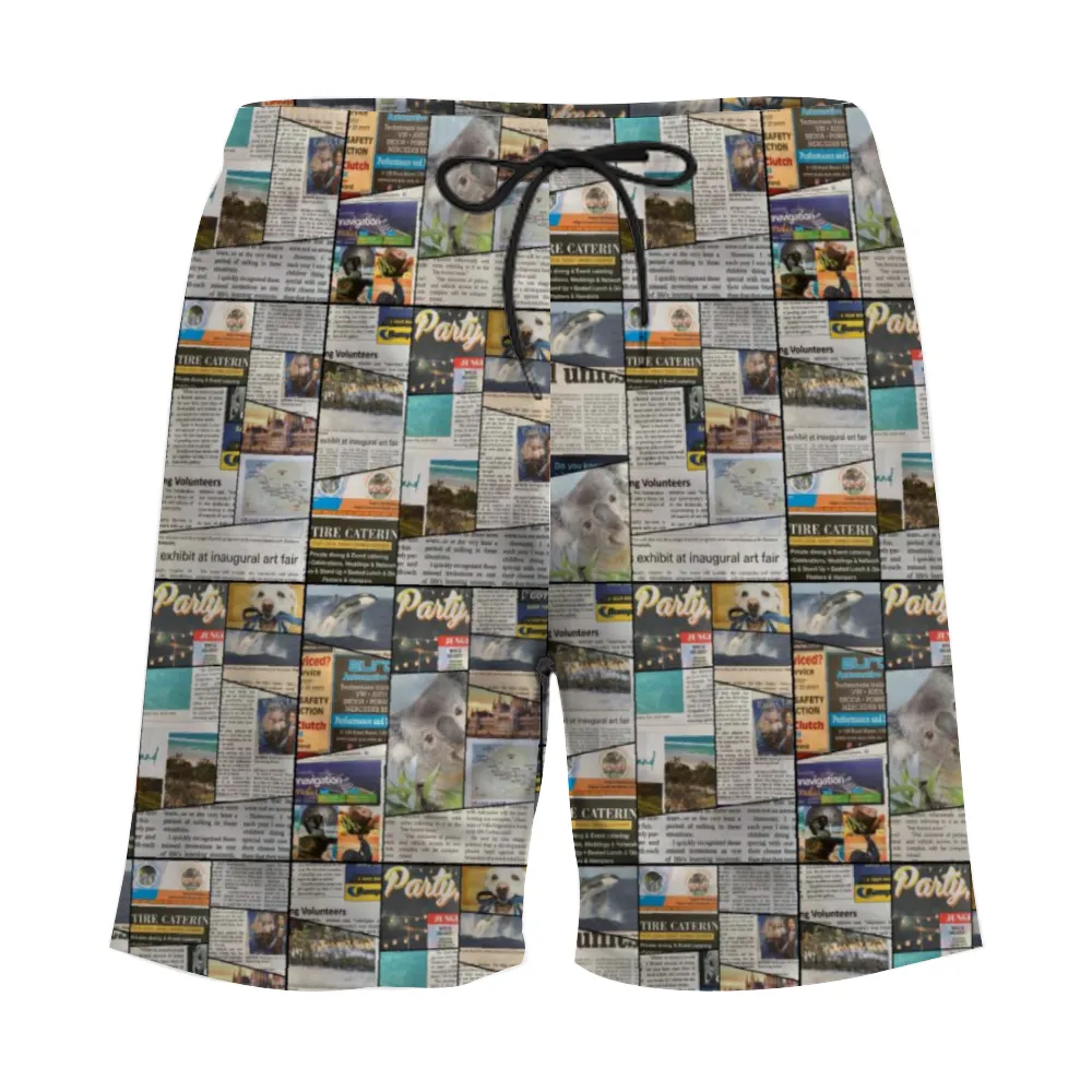 Australian Newspaper Colour Mens Double Layer Shorts with 4 Pockets up to 3 XL (FWS)