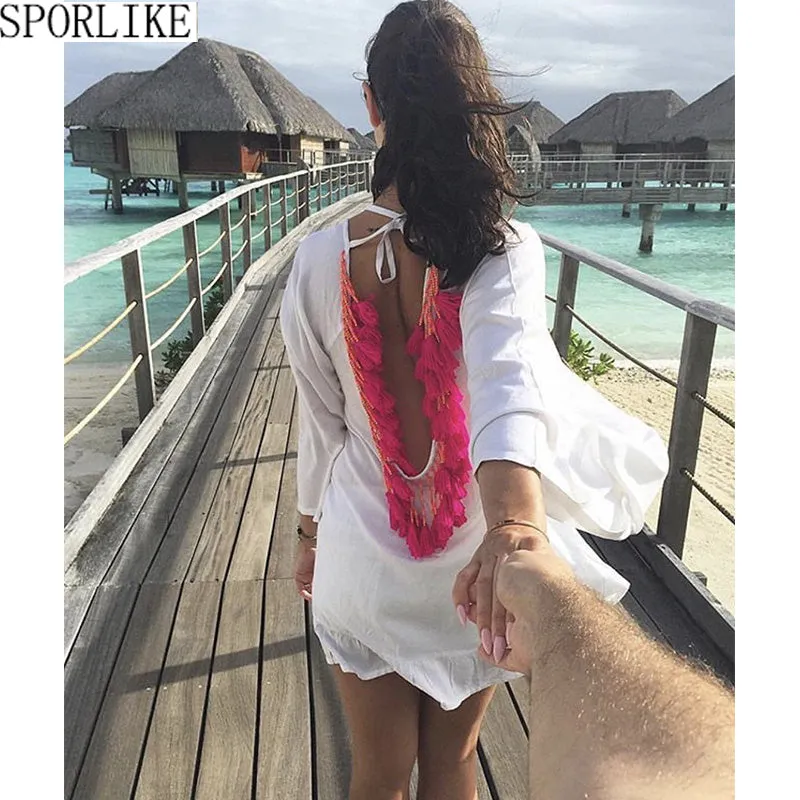 BACKLESS TASSEL BIKINI COVER UP