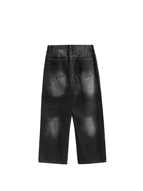 Black Grey Wide Leg Jeans