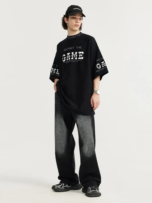 Black Grey Wide Leg Jeans