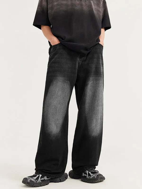 Black Grey Wide Leg Jeans