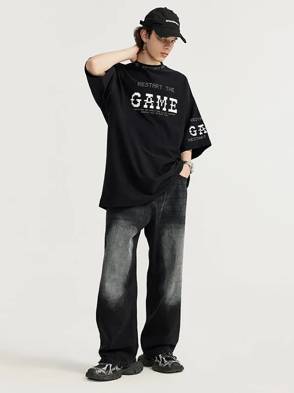 Black Grey Wide Leg Jeans