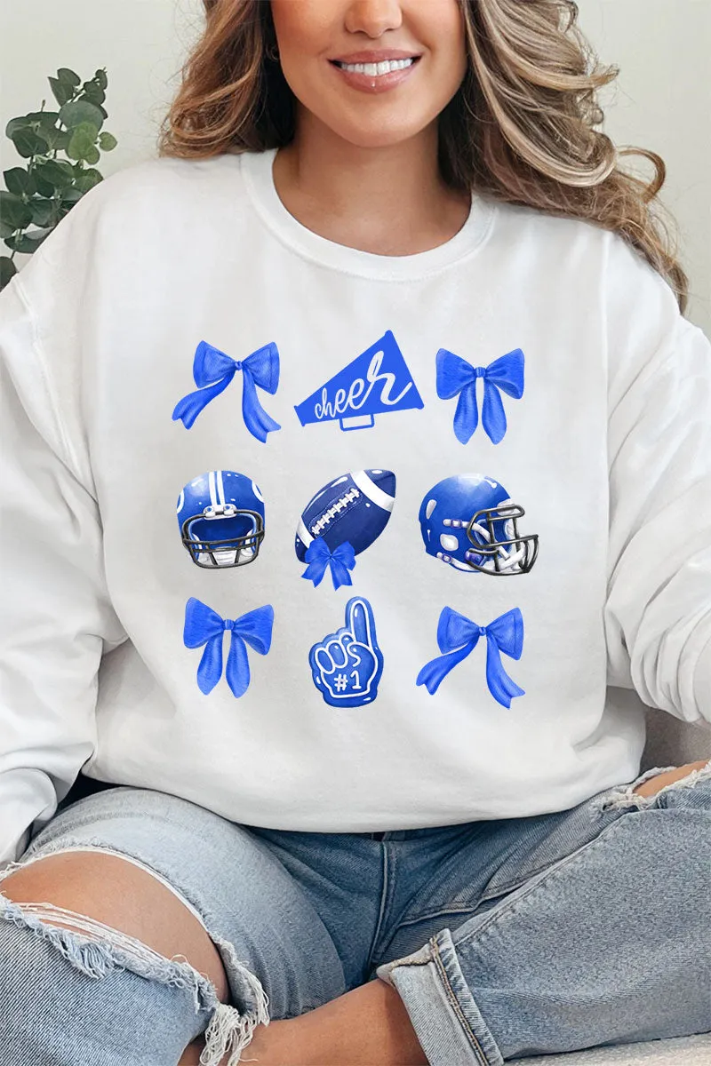 Blue Blitz And Bows Heavy-weight Crew Sweatshirt