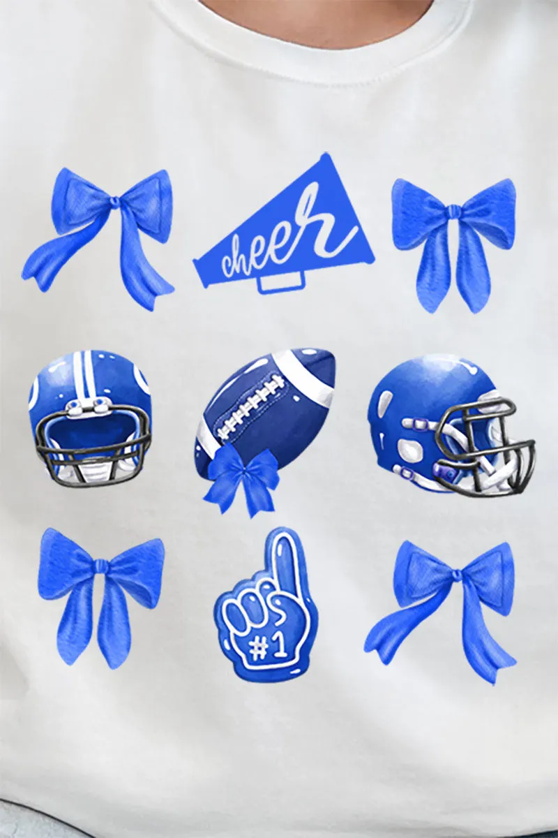 Blue Blitz And Bows Heavy-weight Crew Sweatshirt