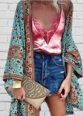 Bohemian Babe Teal Print Kimono