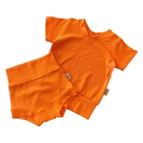 Bright Orange Ribbed Summer Lounge Set