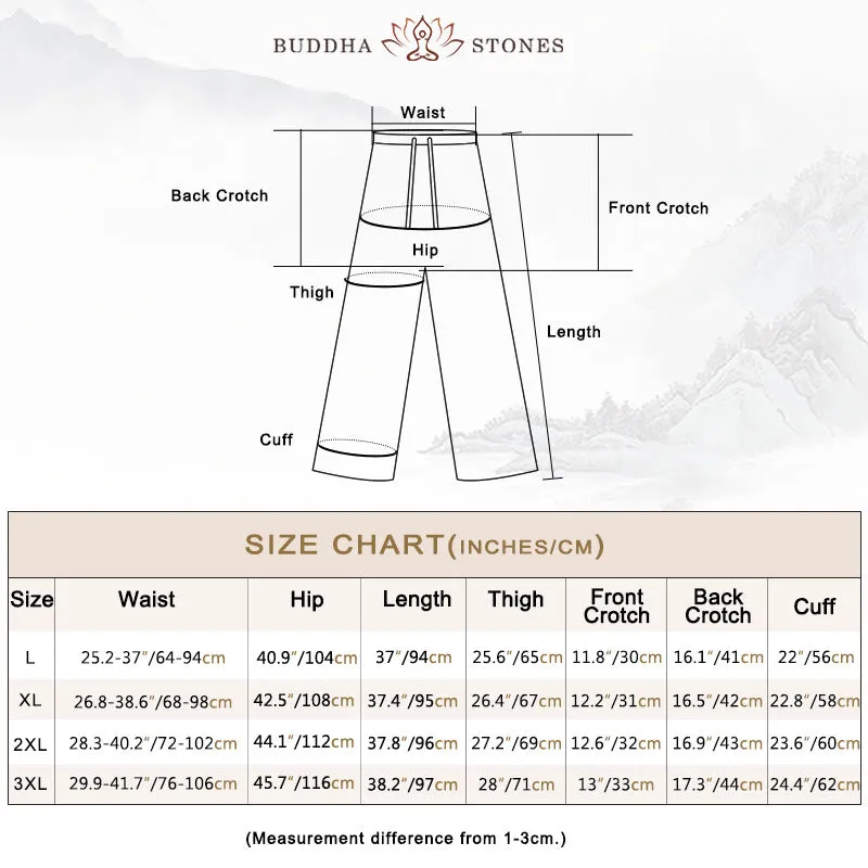 Buddha Stones Casual Cotton Linen High Waist Lace-up Wide Leg Pants With Pockets