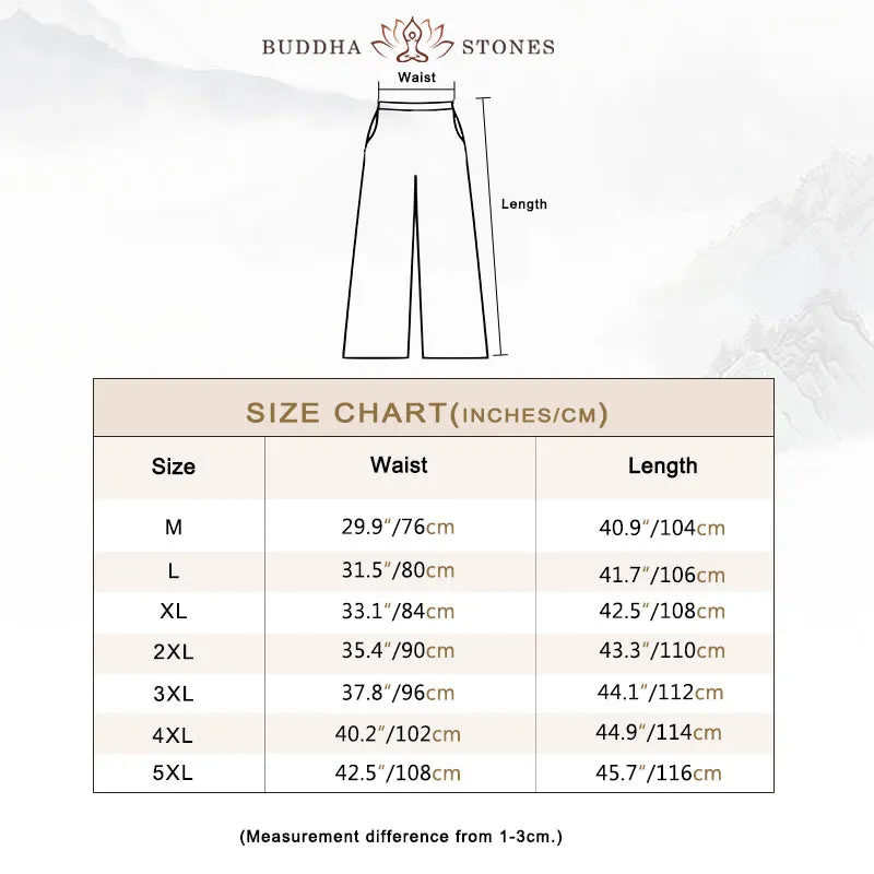 Buddha Stones Solid Color Linen Men's Wide Leg Pants With Pockets