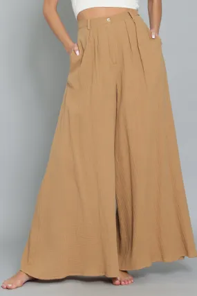 Camel High Waisted Wide Leg Pants