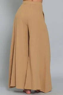 Camel High Waisted Wide Leg Pants