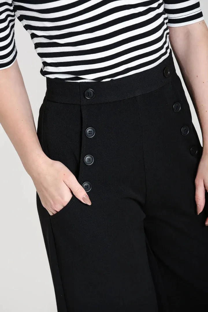 Carlie Wide Leg Pants in Black by Hell Bunny