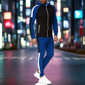 Casual Patchwork Tracksuit with Full Sleeve and Elastic Waist
